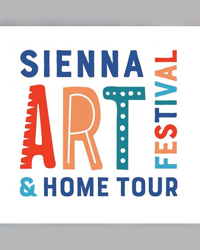 Sienna Art Festival & Home Tour logo with colorful lettering on a white background.