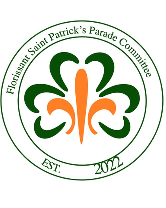 Florissant Saint Patrick's Parade Committee logo with a shamrock emblem and est. 2022 date.