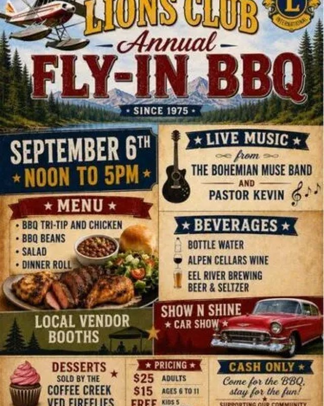 Image for Trinity Lake Lions Club Annual Fly-In BBQ
