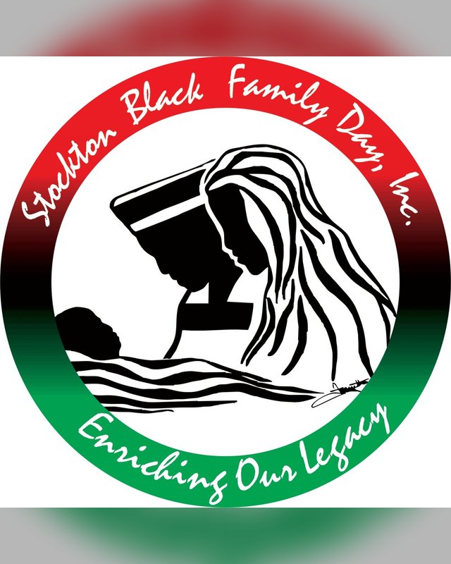 Stockton Black Family Day, Inc. logo with a red and green ring and the words Enriching Our Legacy