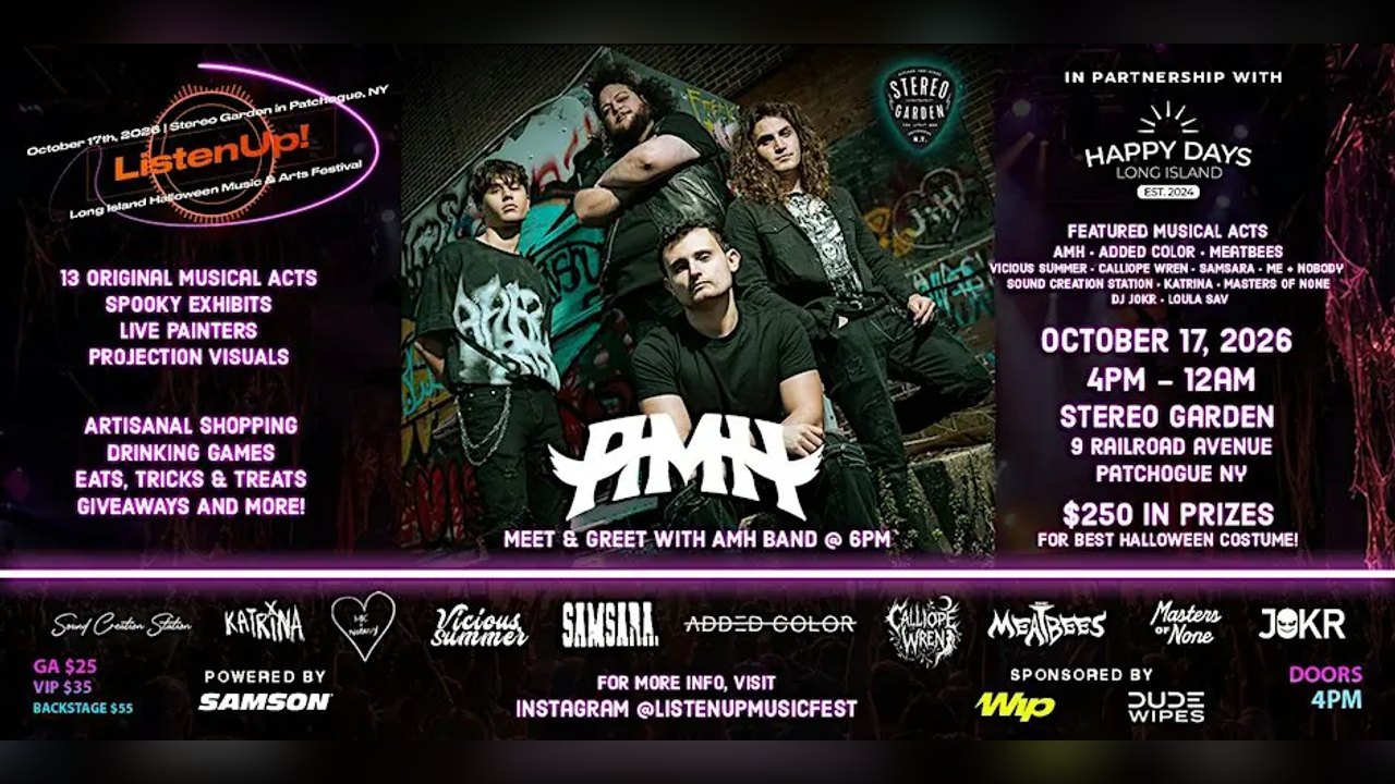 Flyer for Halloween Fest ft. AMH, Added Color at Stereo Garden, Patchogue, October 17, 2026.