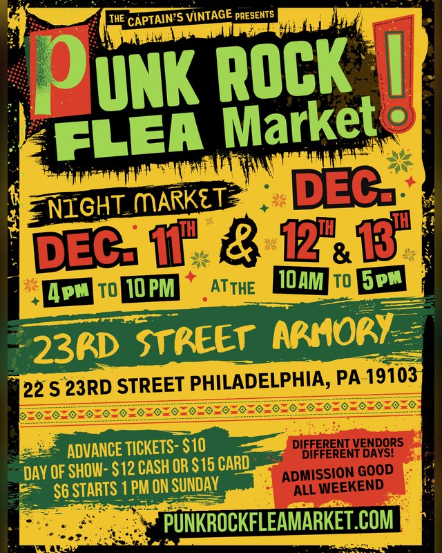 Flyer for Punk Rock Flea Market, Dec 11-13 at 23rd Street Armory, Philadelphia.