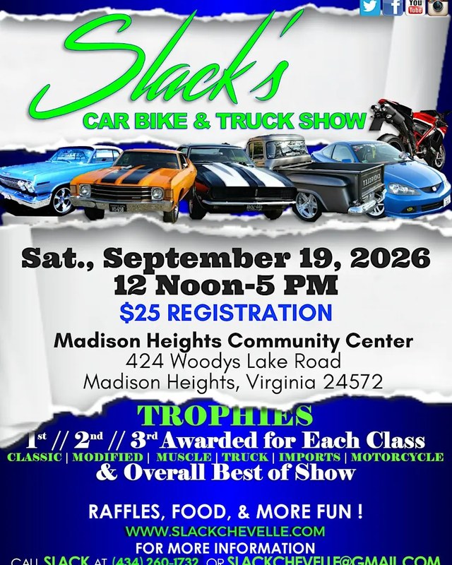 Image for 2026 Slack's Car Bike & Truck Show