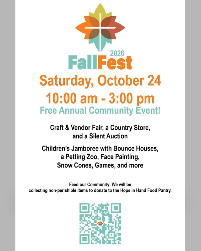 Flyer for FallFest 2026 at First Rowlett UMC, Saturday October 24, 10:00 am to 3:00 pm.