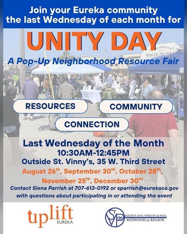 Flyer for Unity Day, a pop-up neighborhood resource fair at St. Vincent de Paul, last Wednesday of the month