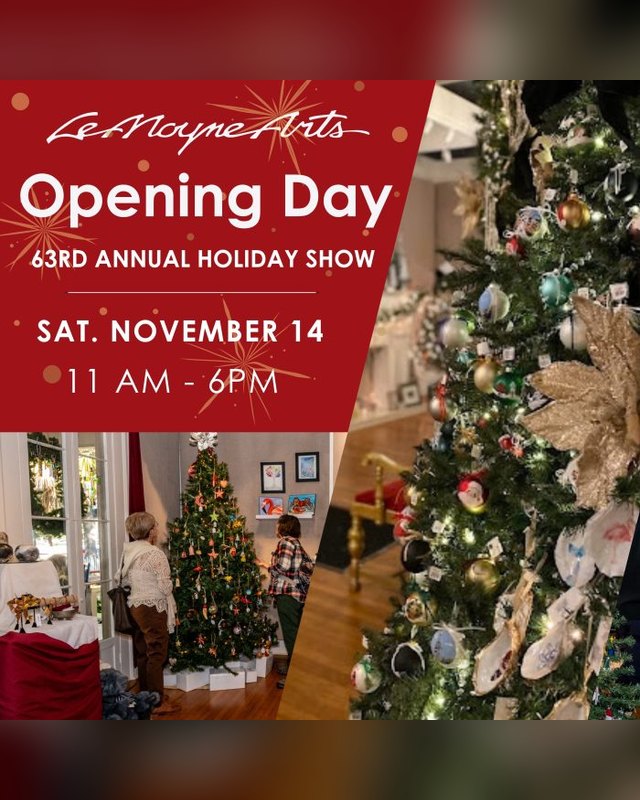 Flyer for LeMoyne Arts Opening Day of the 63rd Annual Holiday Show, Saturday November 14, 11 AM to 6 PM.