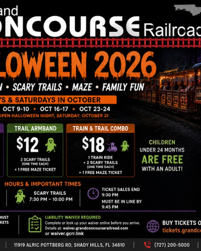 Image for Grand Concourse Railroad Halloween 2026 – Spooky Train, Scary Trails & Maze