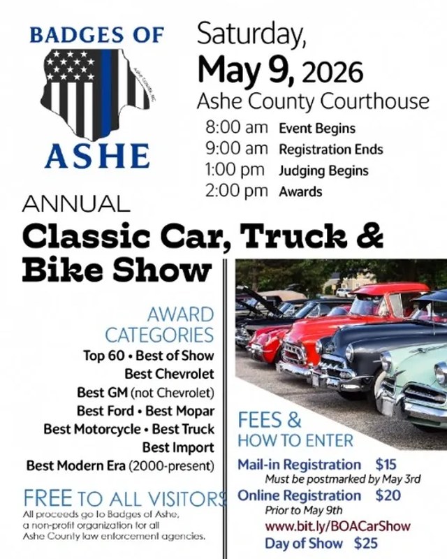 Image for Badges of Ashe Classic Car, Truck, and Bike Show