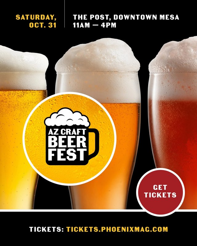 Flyer for Arizona Craft Beer Fest at The Post, Downtown Mesa, Saturday Oct. 31, 11AM to 4PM.