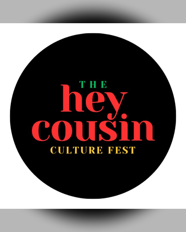 The Hey Cousin Culture Fest logo: red and yellow lettering with a green 'THE' on a black circle.