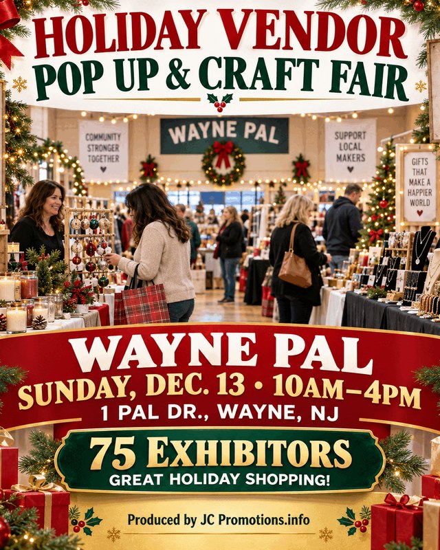 Image for Holiday Vendor Pop Up & Craft Fair-Indoors at the Wayne PAL-Dec.
