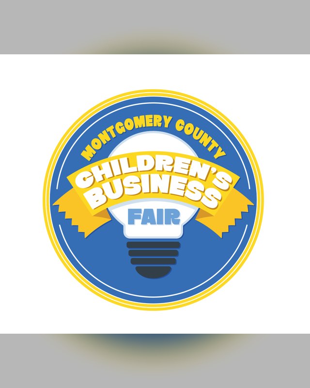 Montgomery County Children's Business Fair round logo with a lightbulb and yellow ribbon banner.