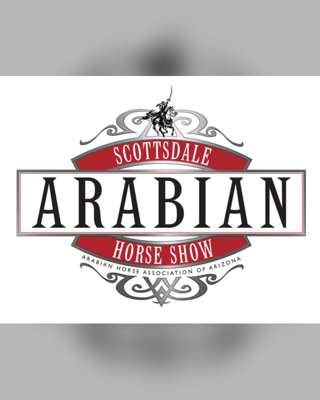 Scottsdale Arabian Horse Show logo with a rider emblem and the Arabian Horse Association of Arizona name.
