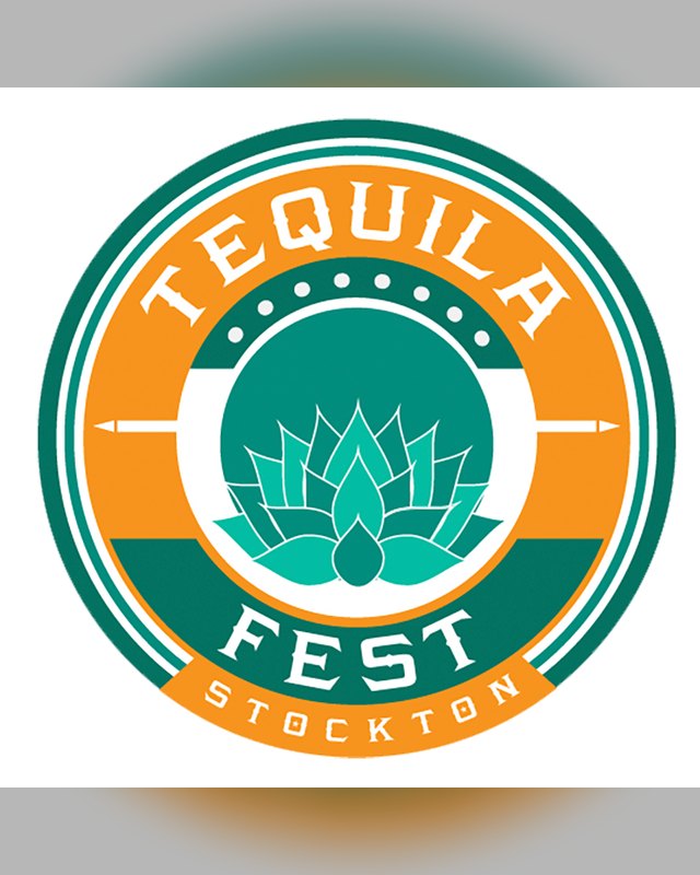 Tequila Fest Stockton circular logo with an agave emblem in teal and orange.