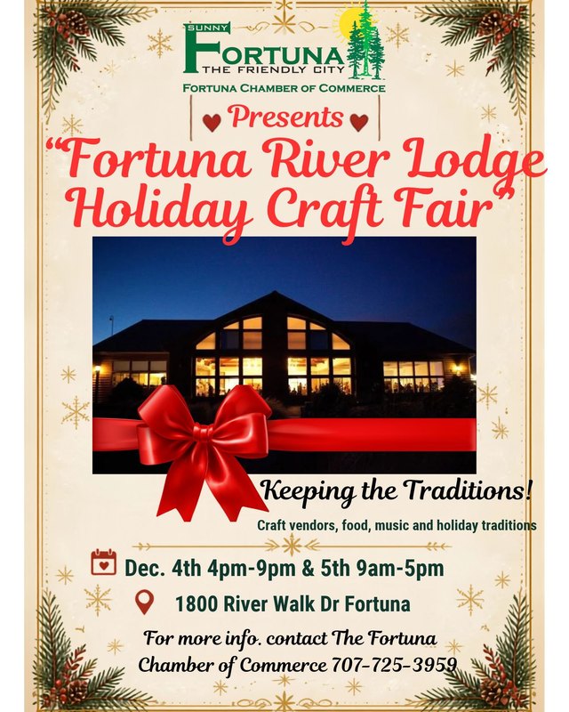 Flyer for the Fortuna River Lodge Holiday Craft Fair, December 4 and 5