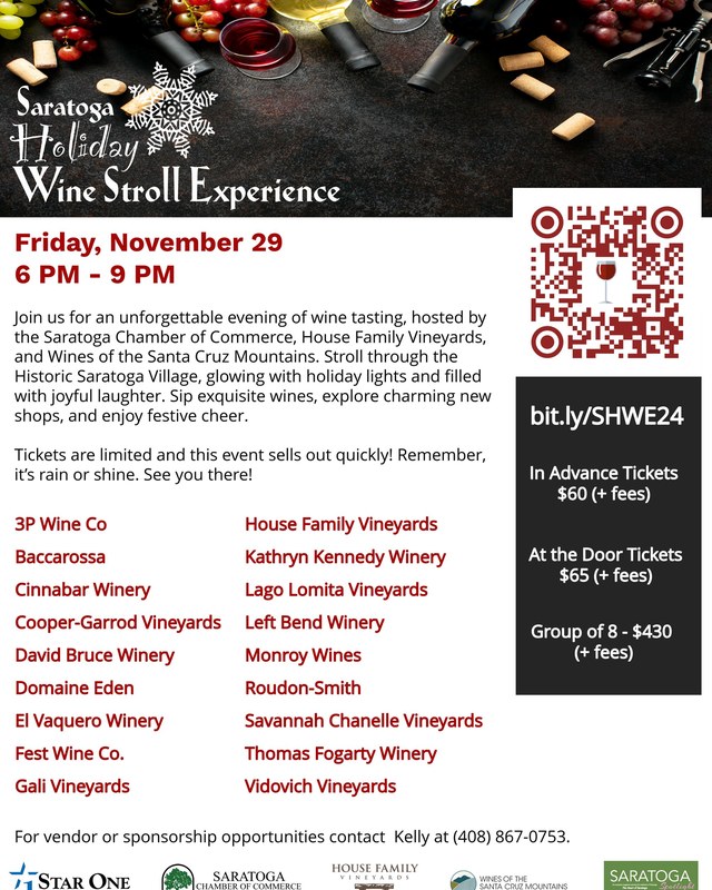Image for Saratoga Holiday Wine Stroll Experience